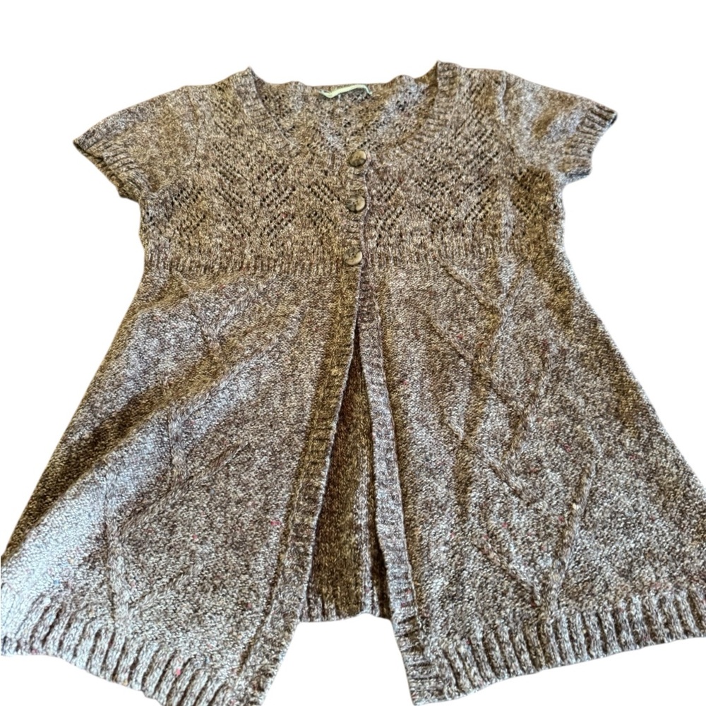 Maurices Heathered Brown Short Sleeve Knit Cardigan - Picture 4 of 5